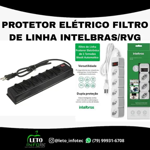 Protetor Eletrônico filtro de linha inltelbras/rvg Com 5 Tomadas 127V/220V