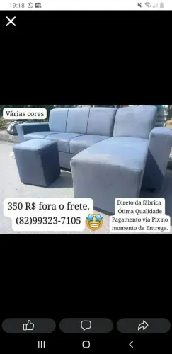 Sofá cheise direto da fábrica vai com um puff de brinde por apenas 350,00 avista ou pix