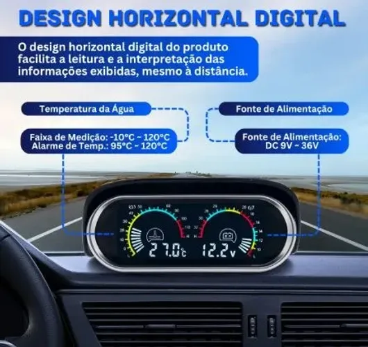 Medidor Digital Automotivo Temperatura Da Água E Voltagem   Arduino Automação COD-AP208 
