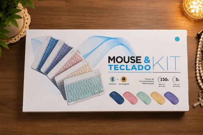 Kit Teclado e Mouse Sem Fio Bluetooth Recarregável (Lacrado)