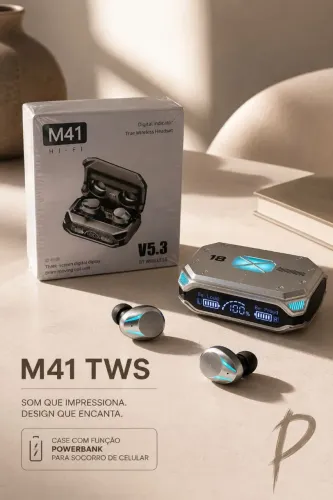 Fone de ouvido bluetooth M41 Prata ORIGINAL 