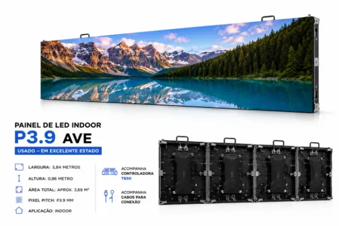 Painel LED P3.9 Indoor AVE Completo 3,84x0,96m - 3,69m²