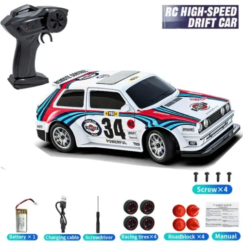 Carrinho de Controle Remoto Drift 20km/h Luz Led 12cm 4x4 Recarregável Com Acessórios