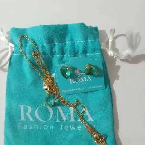 Cordão e brinco romma jóias