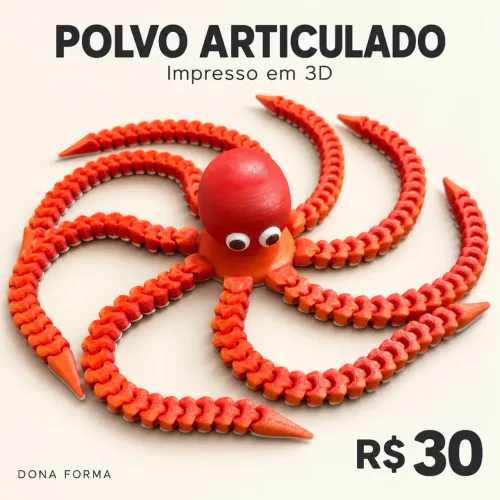 Brinquedo - Polvo Articulado 3D - Tentáculos Flexíveis - R$30