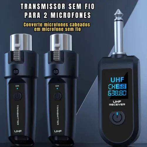 Transmissor sem Fio para 2 Microfones - Fone KZ Retorno de palco monitor sem fio