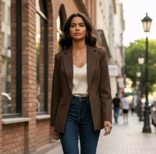 Blazer feminino alfaiataria forrado 
