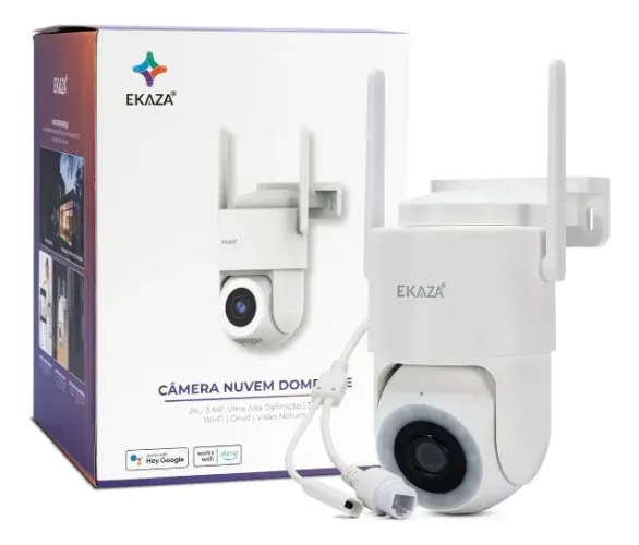 Câmera Dome Lite Externa Wifi 1080p Prova da Água Resistente Ip66 Ekaza Branco