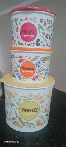 Conjunto 3 Tupperware arroz (5kg),  feijão (1,8kg) e farinha (1,8kg)