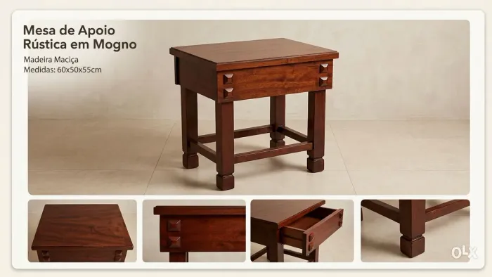 mesa de apoio | madeira mogno