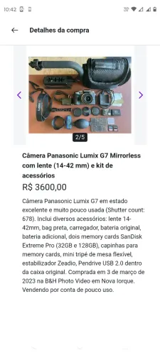 Câmera Panasonic Lumix G7 4K + Lente 42,5mm F1.7 + 14-42mm + Kit Completo