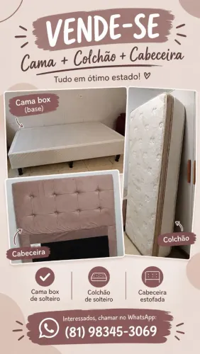 CAMA BOX, COLCHÃO E CABECEIRA