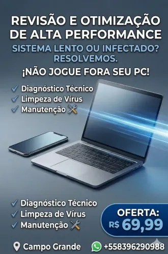 Manutenção , conserto Computadores, Laptops, telefones (Android)