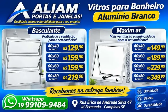 Janelas de alumínio completas com garantia e preço de fábrica!