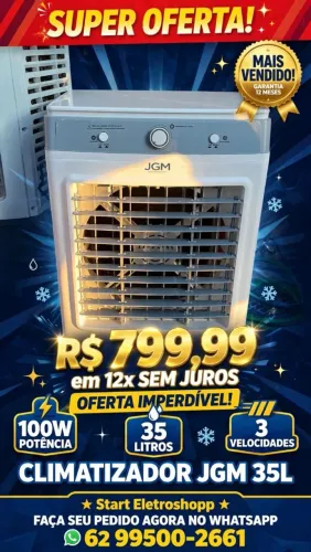 Climatizador na caixa com 1 ano de garantia