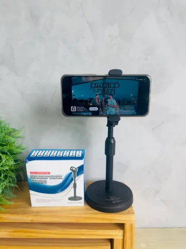 Suporte Tripé para Mesa com Mini Pedestal Ajustável 360° | Base Firme | Entrega Imediata