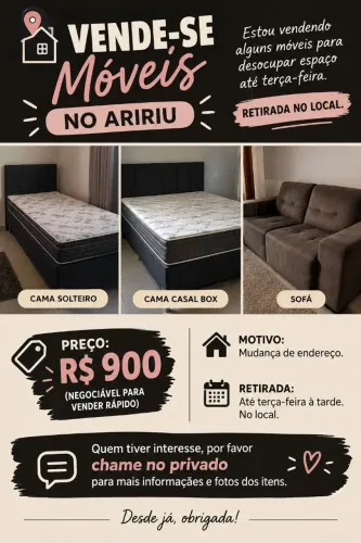 Móveis em ótimo estado (Motivo Mudança): Sofá, Mesa, Painel e Cama