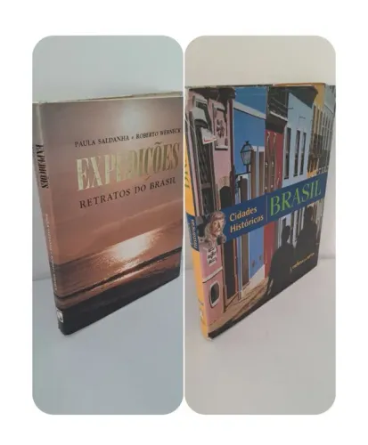 2 Livros sobre Brasil: Expedições Retratos do Brasil e Cidades Históricas Brasil