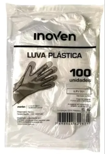 Luva Plástica Não Estéril - 100 Unidades