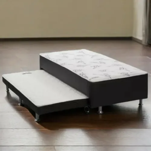 Cama Box Solteiro Union Ortopedic D28 com Auxiliar Nero Ortobom - Super promoção!