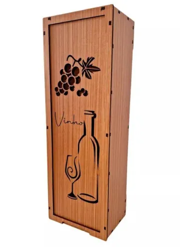Caixa de Vinho em Madeira Decorada
