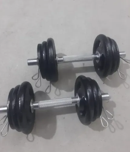 Kit Fitness: 24kg Anilhas de Ferro e Barra 30cm Maciça e Cromada