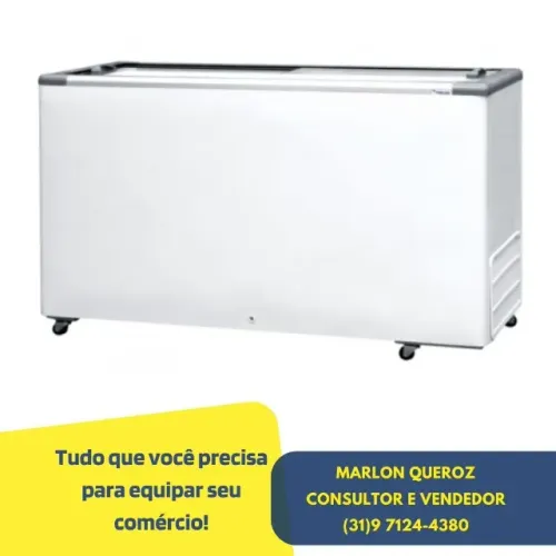 Freezer Horizontal Fricon 503L Expositor Tampa de Vidro Novo