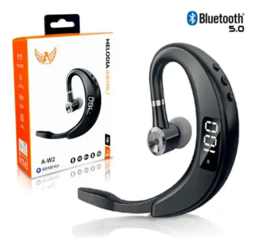 Fone de ouvido Bluetooth A-W2 Sem fio Atender Chamada Handsfree Cor Preto