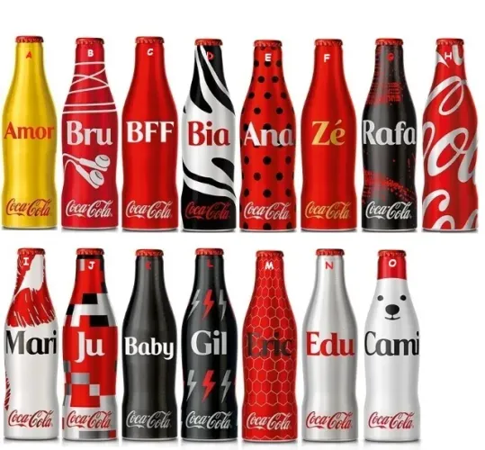 Mini garrafinhas da Coca-Cola Coleção "Galera" Personalizo com Nome - Orçamento mínimo