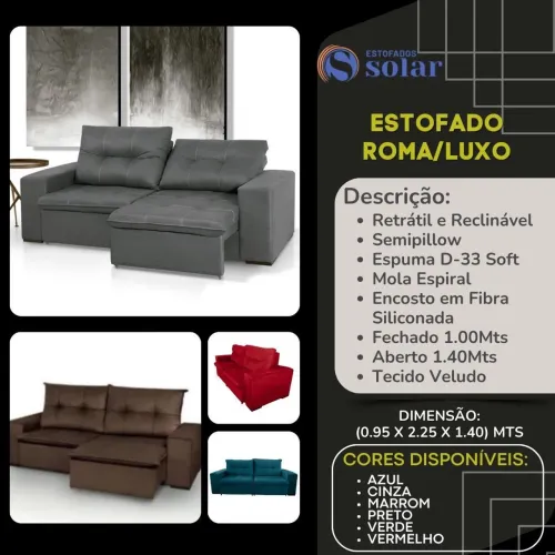Sofá Retrátil e Reclinável Roma/Luxo