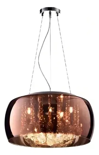 Lustre de Vidro Espelhado Bronze 57cm diâmetro NOVO!