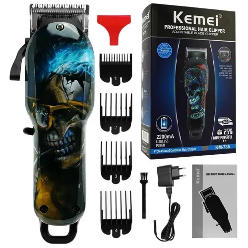 Máquina de Cortar Cabelo sem fio Kemei KM-735 Profissional