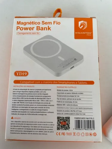 Carregador Portátil Magnético Sem Fio 5000mAh H'MASTON PRO YD19