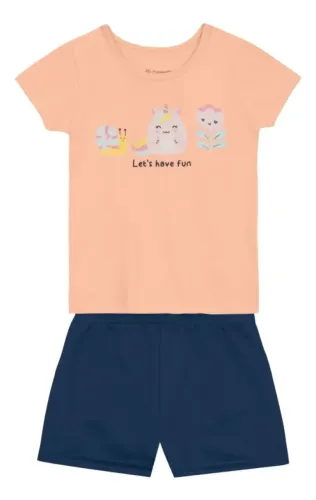 Conjunto Infantil Brandili Menina Blusa Com Glitter E Shorts