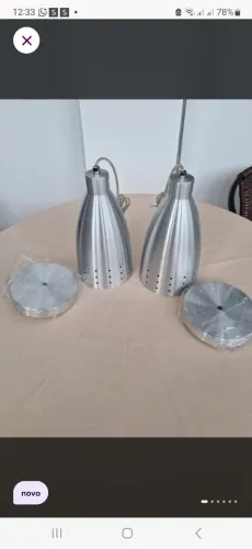 2 Pendentes de Alumínio escovado