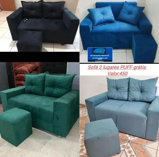 SOFÁ 2 LUGARES COM ALMOFADA ENTREGA GRÁTIS