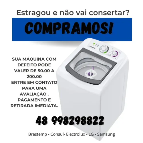Máquina de lavar roupa com defeito 