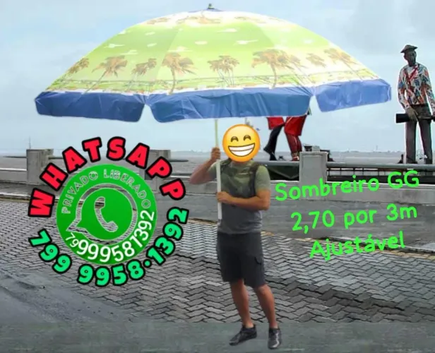 Sombreiro / guarda-sol GG 2,60m x 2.5m Ajustável - Ideal para área externa