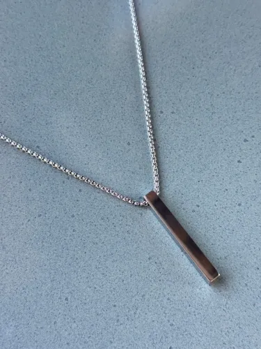 colar corrente pingente pêndulo palito - aço inoxidável