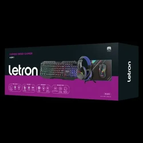 TECLADO E MOUSE GAMER + FONE + MOUSE PAD LETRON NEED IM-437C PRETO