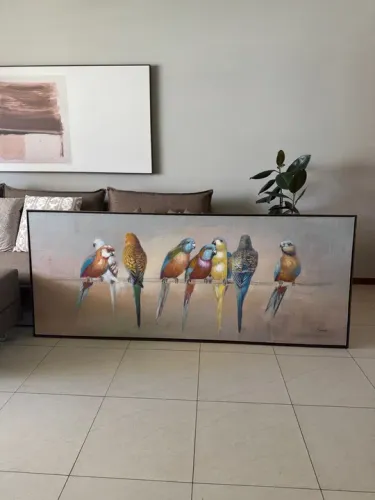 Quadro de Papagaios Coloridos