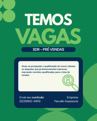 VAGA - SDR PRÉ VENDAS 
