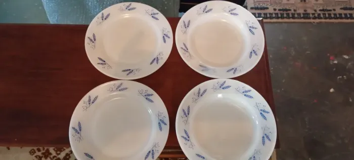  4 Pratos colorex e uma xícara 