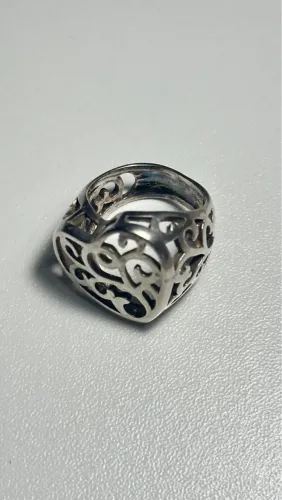Anel de prata Coração Vazado.