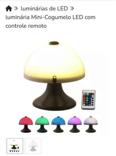 Usada Luminária Mini-Cogumelo LED com Controle Remoto