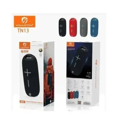 Caixa de Som Bluetooth 20w Duplo Auto Falante 6h Bateria H'maston