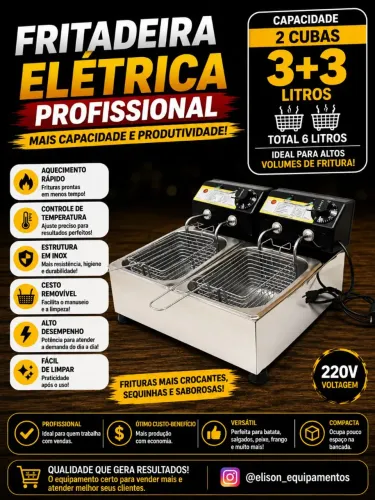 Fritadeira elétrica 2 cubas