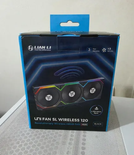 Kit 3 Fans Lian Li Uni Fan SL Wireless 120 ARGB, Preto - Novo