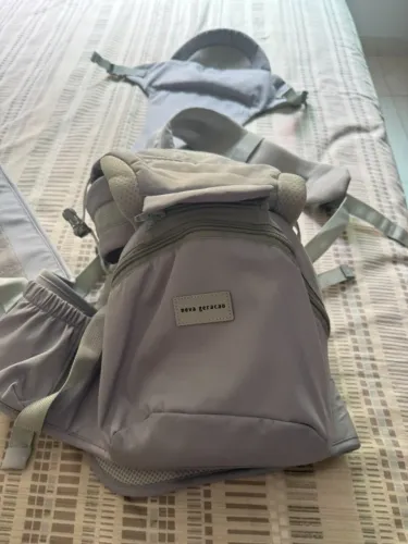 Canguru Para Bebe Confort Seguro C/ Apoio E Bolsa Ergonômico Cor Cinza