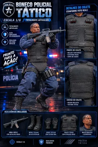 ? BONECO POLICIAL TÁTICO 1/6 | SUPER DETALHADO + ACESSÓRIOS